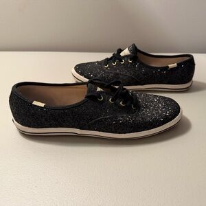 Keds Kate Spade Black Glitter Sneakers Size 9